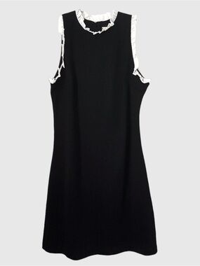 Alexia Admor Blair Ruffle Trim Sheath Dress NWT Black White Contrast L